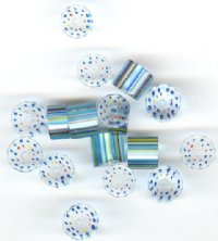 Furnace 20 grams Round White Core with Aqua, Blue, Yellow, Red & Green 
